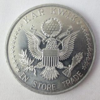 Kar Kwick Token 10 Cents 1994 In Store Trade With Us Seal Silver Color 37 Mm Dia photo