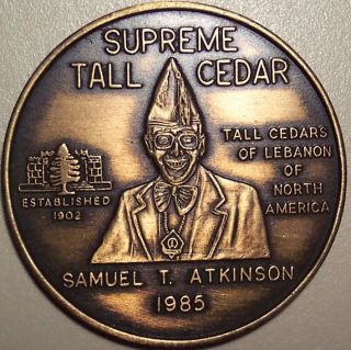 Supreme Tall Cedar Samuel T.  Atkinson 1985 - Masonic Medal photo