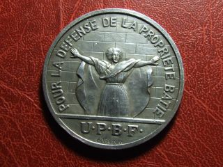 Art Deco Defense For The Constructed Buildings Silver Pl.  Medal By Ch.  Virion photo