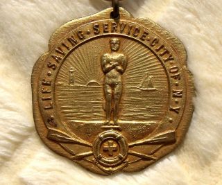 Rare Life Saving Service Of York Medal Heavy Gold Plated C 1880 - 1900 Uslss photo