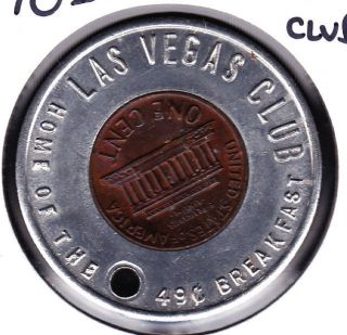1970d Las Vegas Club,  Nevada Encased Cent Good Luck Token photo