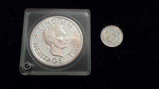 1969 Lincoln Heritage Trail Kentucky,  Illinois,  Indiana.  999 Silver Token Coin photo