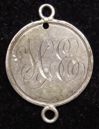 Love Token Charm 1868 Seated Liberty Silver Half Dime Engraved H E (b14) photo