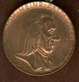 20th Century German Medal In Honor Of Joh Heinr Pestalozzi photo