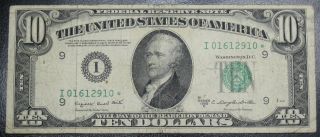 1950 C $10 Dollar Federal Reserve Star Note Minneapolis Grading Fine 2910 Pm5 photo