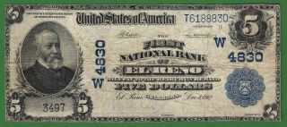 {el Reno} $5 02pb The First National Bank Of El Reno Oklahoma Ch W4830 Vf photo