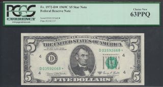 $5 1969 - C Frn==star Note==cleveland==pcgs - 63ppq photo