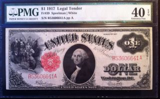 1917 $1 Legal Tender Note - - Pmg Graded As 40 Epq Extremely Fine photo