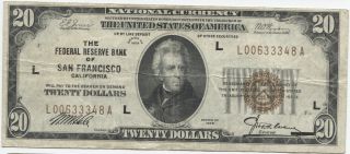 Series 1929 $20 National Currency - San Francisco photo