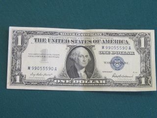 1957 One Dollar George Washington Silver Certificate Serial M 99055590 A photo