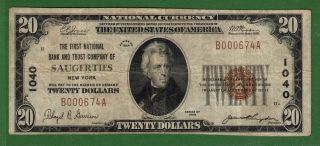 {saugerties} $20 The First Nb & Trust Co Of Saugerties Ny Ch 1040 Vf photo
