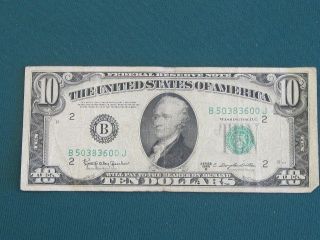 Series 1950 D Ten Dollar Bill Serial B 50383600 J photo
