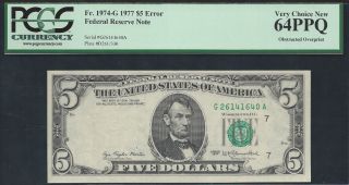 $5 1977 Frn=obstructed Printing=pcgs 64 Ppq photo