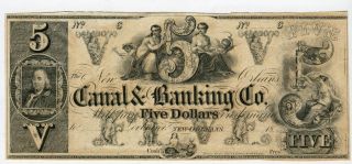 Orleans,  La The Canal & Banking Co.  $5 18__ Cu And Problem photo