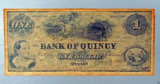 Obsolete Currency Bank Of Quincy One Dollar State Of Illinois photo