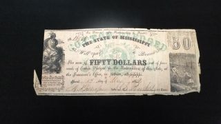 Scarce 1862 $50 Cotton Pledged Note Jackson Mississippi photo
