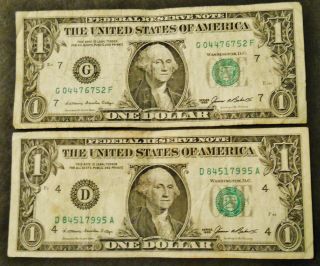 (2) One Dollar Frn - D & G Mints - James Baker Series 1985 Notes photo
