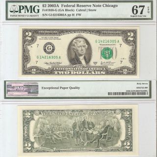 Ch 2003a 2 Dollar Frn Fr 1938 - G Pmg67 Epq Matched Pair photo