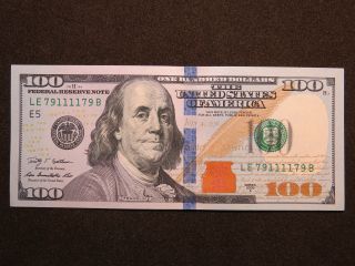 2009a $100 Us Dollar Bank Note Le79111179b Bookend Bill United States Unc photo