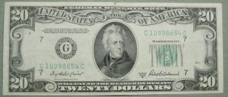 1950 B $20 Dollar Federal Reserve Note Grading Au Chicago 8654c Pm2 photo
