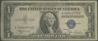 1935 - C $1 Silver Certificate Julian / Snyder Historic Blue Seal Well Circulated photo