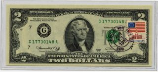 1976 Two (2) Dollar U.  S.  Reserve Note G17730148a Mott Park Issued Collectible photo