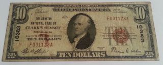 1929 Type 1 Abington National Bank Pa $10 National Currency Note - Rare photo