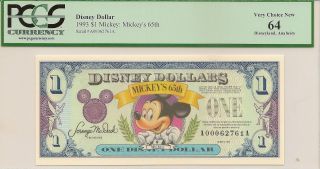1993 $1 Mickey Disney Dollar Pcgs 64 Mickey ' S 65th Disneyland A Series photo