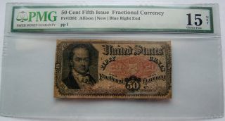 Pmg 1875 Fifth Issue 50 Cent Fractional Currency F15 Net Fr 1381 Allison 50c photo