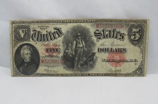 United States Note 1907 Five Dollar Bill Legal Tender photo