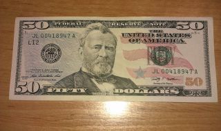 $50 Usa Frn Federal Reserve Note Series 2009 Jl00418947a Crisp & photo