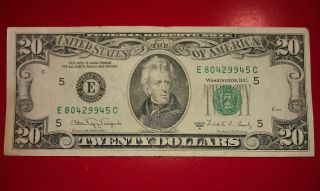 $20 U.  S.  A.  F.  R.  N.  Federal Reserve Note Series 1988a E80429945c photo