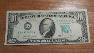 $10 U.  S.  A.  Frn Federal Reserve Note Series 1988a G08818400a photo