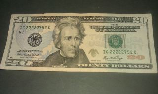 $20 U.  S.  A.  F.  R.  N.  Federal Reserve Note Series 2006 Ig22222752c Repeater Style photo