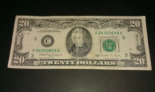 $20 U.  S.  A.  F.  R.  N.  Federal Reserve Note Series 1988a C24303649a photo