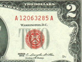$2 1963 Dollar Bill Red Seal Choice / Gem Cu More Currency 4 photo