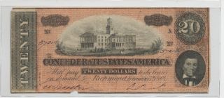 T - 67 Pf - 15 $20 Confederate Paper Money - Red Note photo