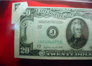 $20 Federal Reserve Note Butterfly Fold Error Pmg Certified Au - - 55 45 photo