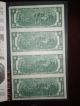 (4) 1976 $2 Dollar Starred Uncut Uncirculated Consecutive Us Bills Small Size Notes photo 8