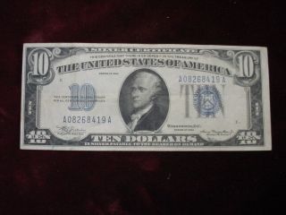 1934 $10 Silver Certificate Fr - 1701 Very Fine + photo