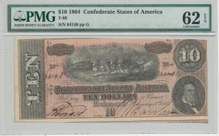 T - 68 Pf - 44 $10 Confederate Paper Money photo