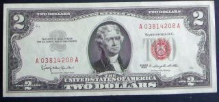 Almost Uncirculated 1963 $2 Red Seal United States Note (a03814208a) photo