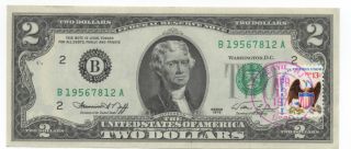 1976 $2 Frn Postmarked First Day Of Issue Fdi Note Kenvil Nj photo