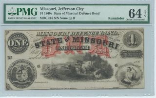 Missouri Defence Bond Jefferson City $1 186x Not Signed Watermark Pmg64 photo