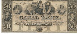 Obsolete Currency Louisiana Canal Bank N.  O.  Unissued $50 18xx Chcu G46a Plate C photo