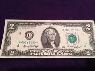 1976 $2 Two Dollar Star Note Low Serial St Louis Frn photo