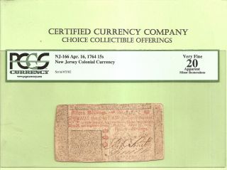 1764 Jersey Colonial Currency 15 Shillings Pcgs Very Fine 12 Early History photo