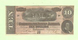 1864 $10 Confederate Currency Note T - 68 History Uncirculated Affordable photo