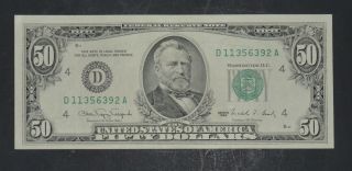 1990 $50 Fifty Dollar Bill,  Federal Reserve Note,  Ohio S D11356392a photo
