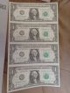 1985 D Series $1 One Dollar Bills Uncut Sheet Of 4 Notes Small Size Notes photo 1